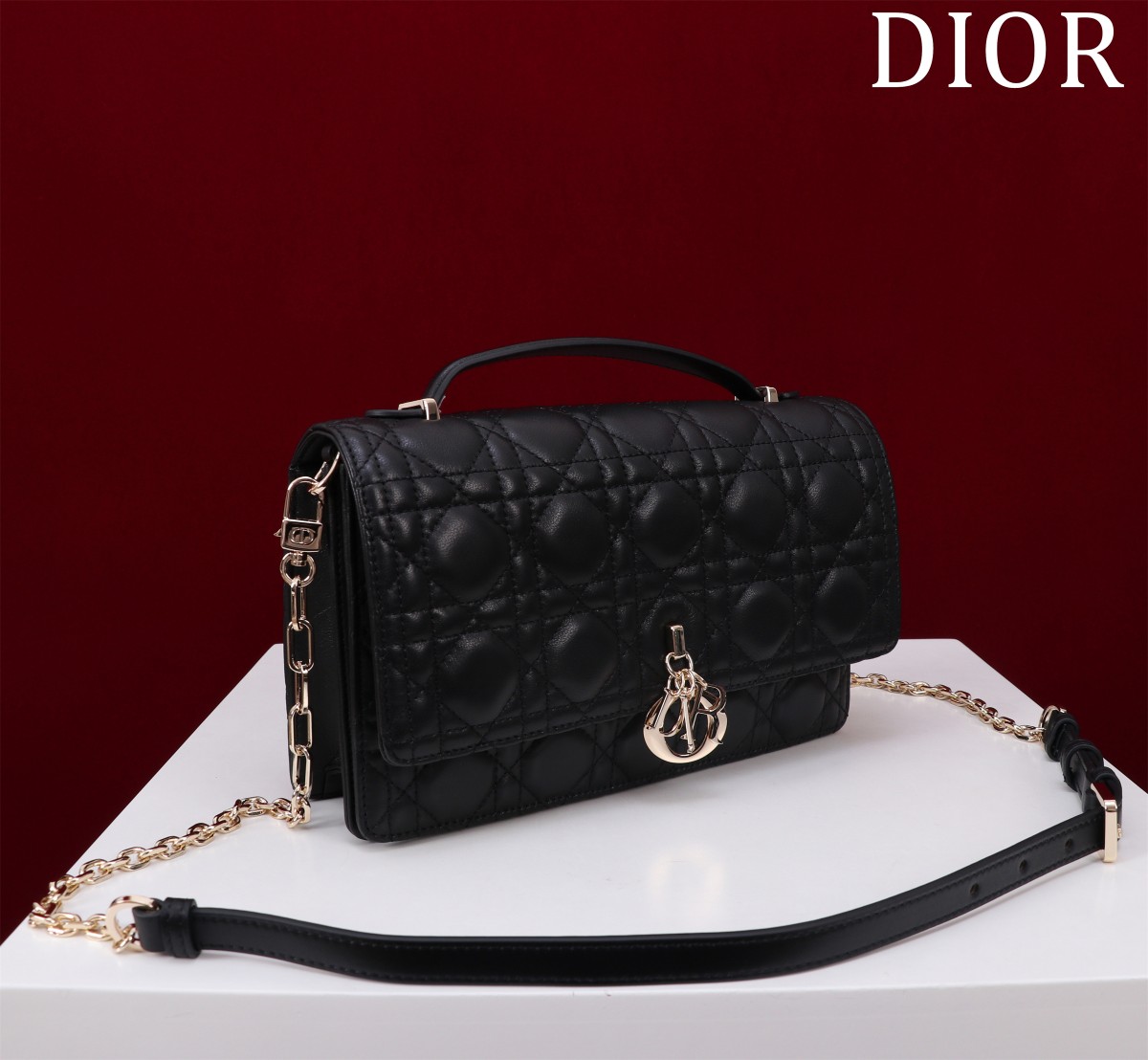 My Dior Top Handle Bag Black Cannage Lambskin